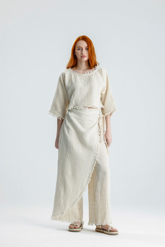 Bohemian Muslin Two Piece Set – Effortless Layered Look