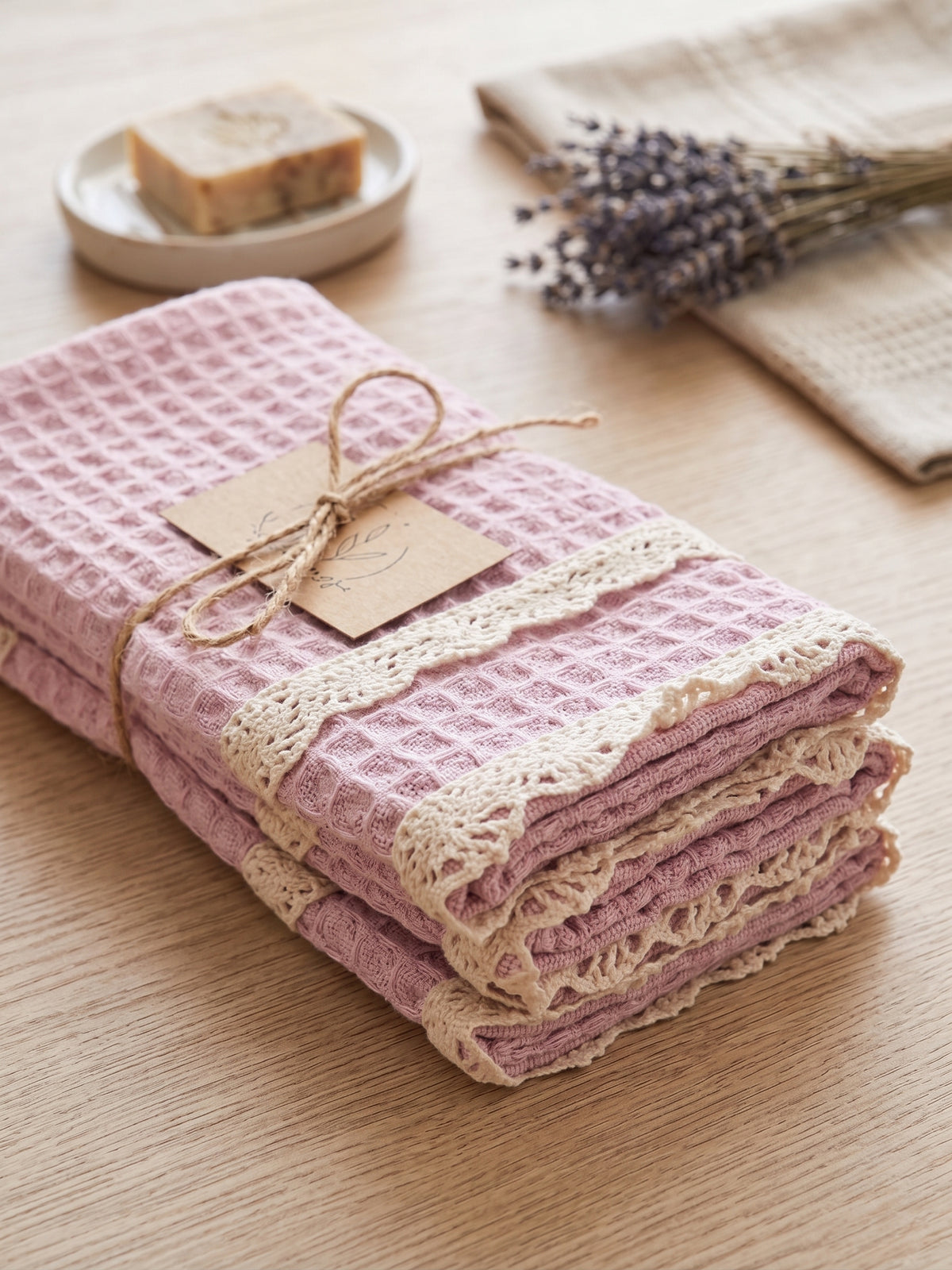 6 Parça %100 Pamuklu Mutfak Havlusu Seti – Dantel Kenarlı 40x60 cm | Lorenzella