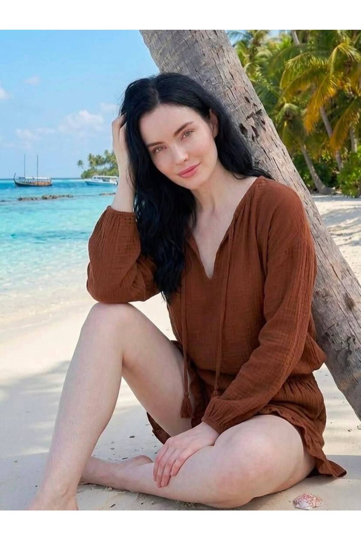 Muslin Short Set Women | Cotton Double Gauze Matching Set | Boho Summer Loungewear | Ruffle Shorts & V-Neck Top | Beach Vacation Outfit