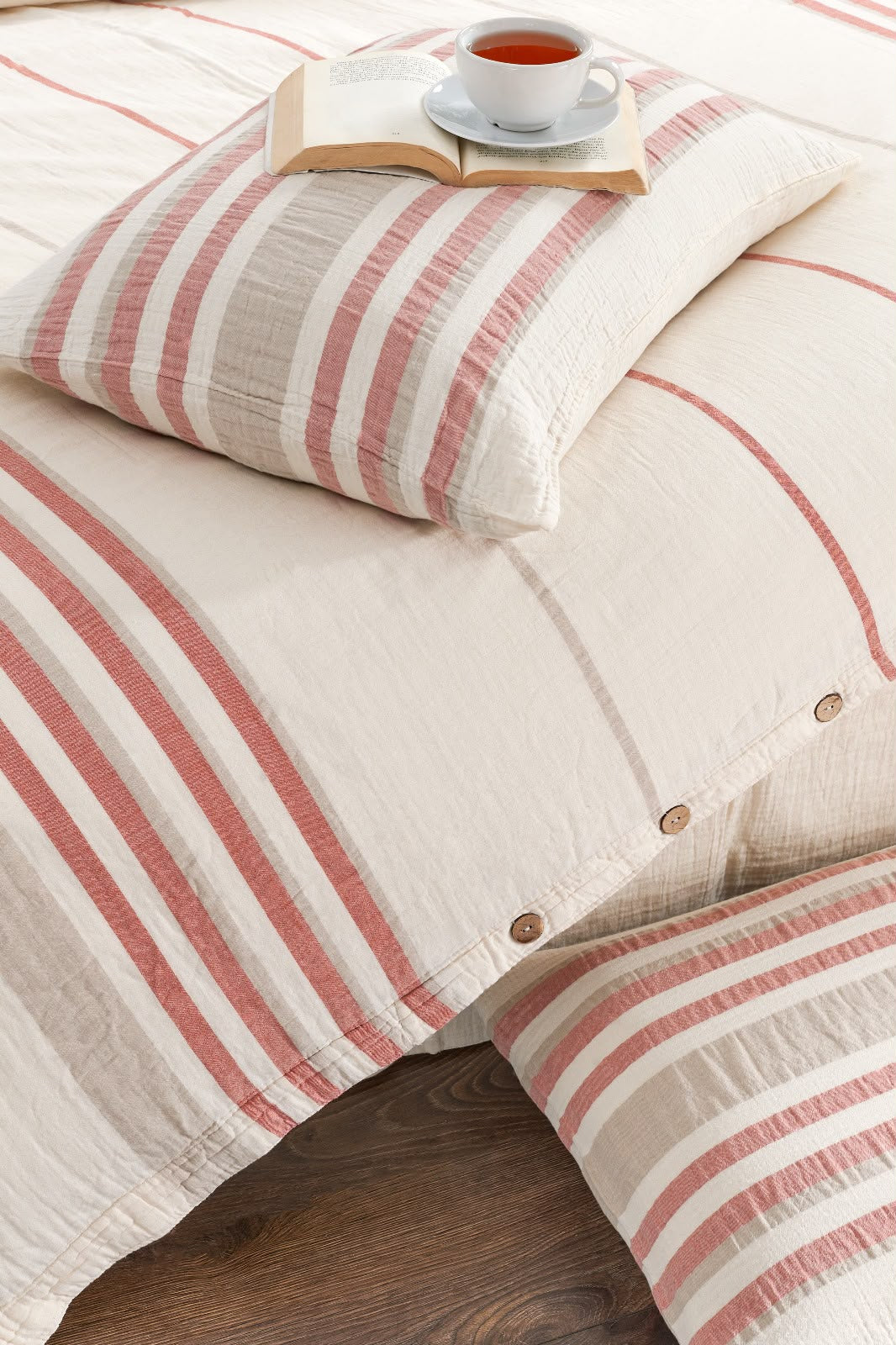 100% Cotton Striped Muslin Bedding Set, Double Size Duvet