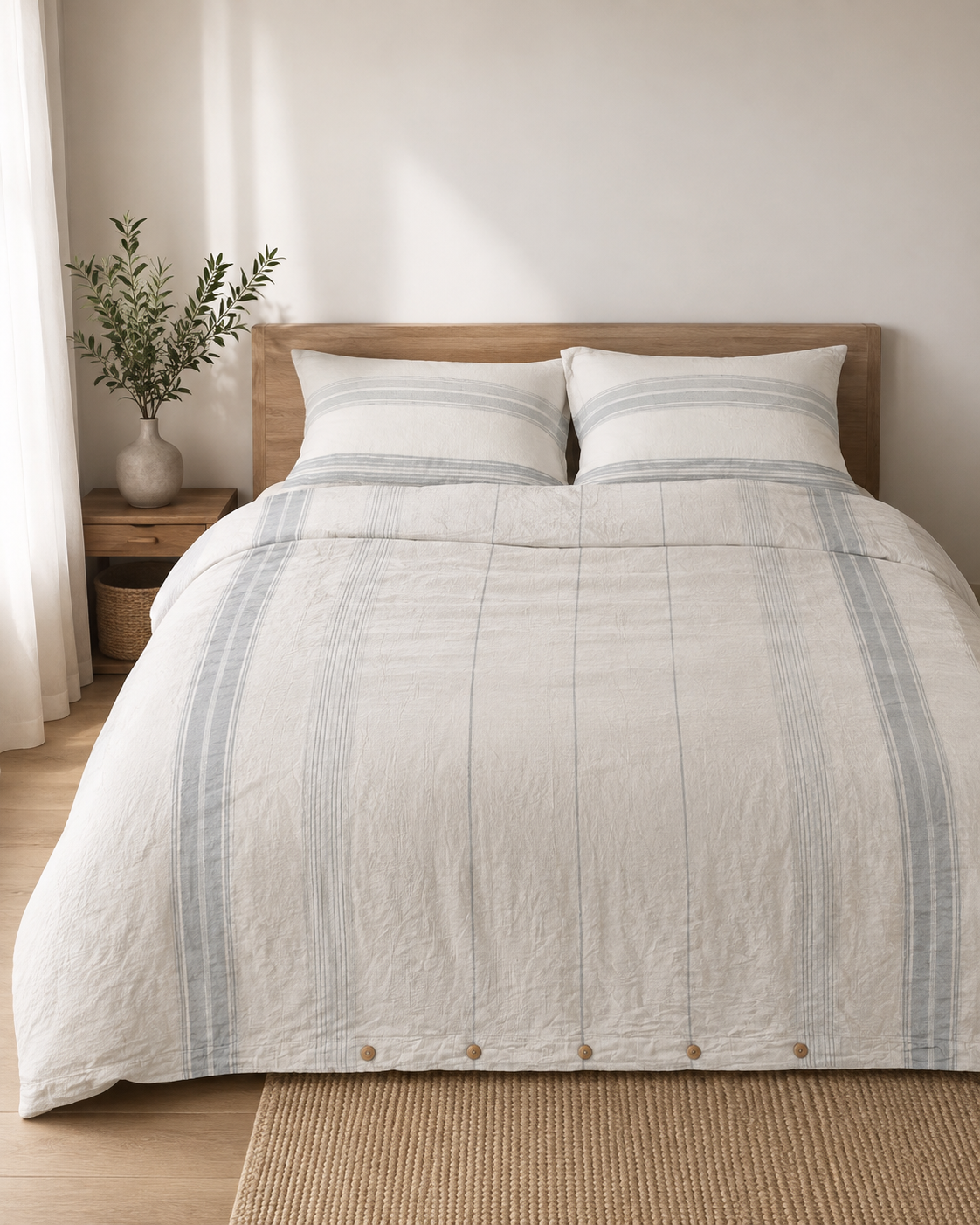 100% Cotton Muslin Striped Double Duvet Cover Set