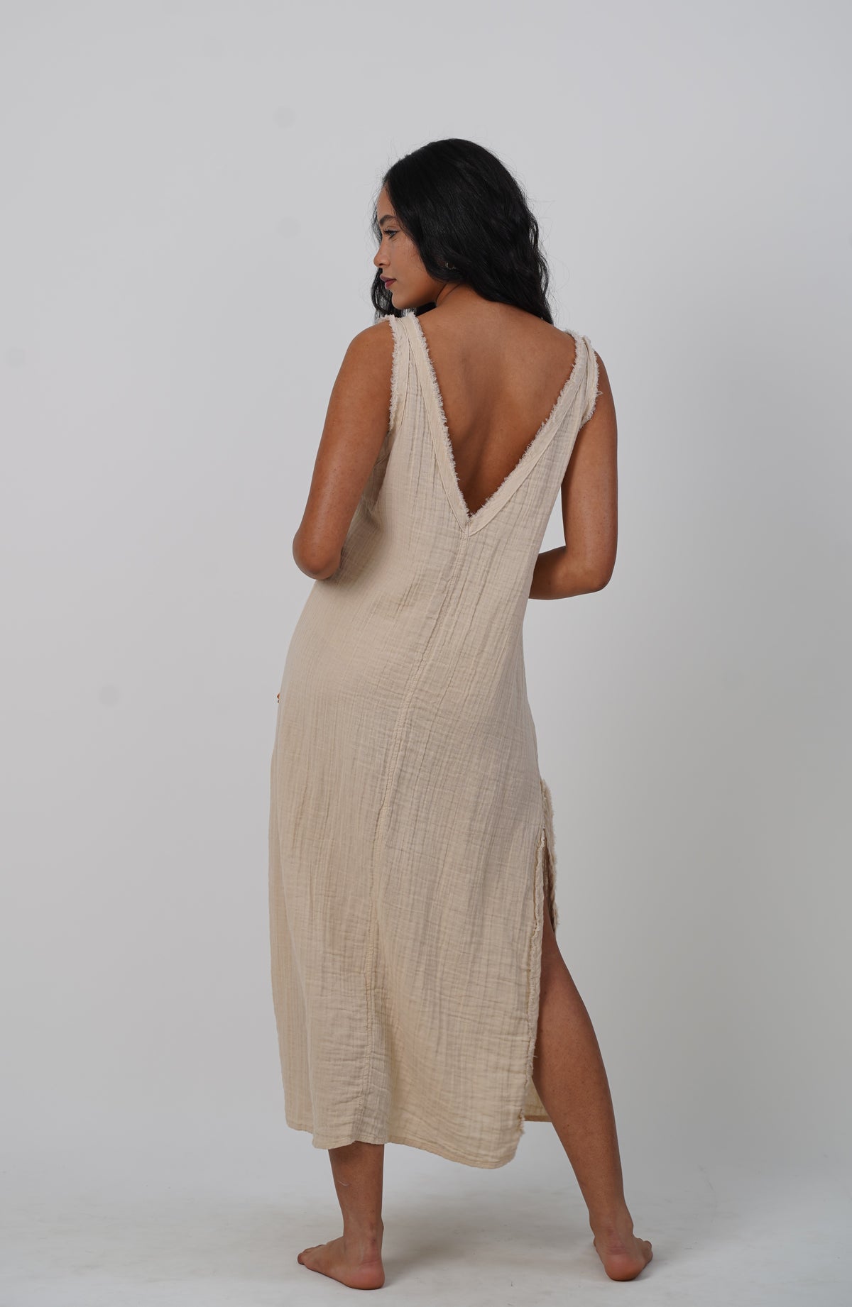 Boho Sleeveless Muslin Dress – 100% Cotton Lightweight Summer Dress