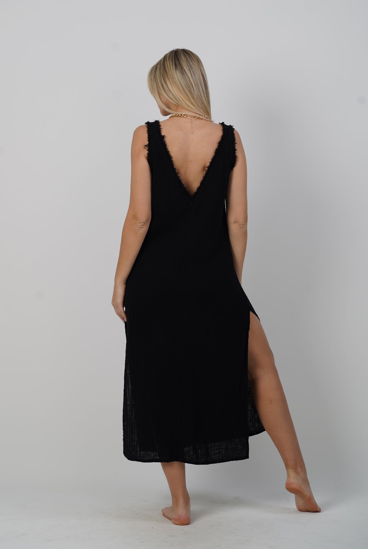 Boho Sleeveless Muslin Dress – 100% Cotton Lightweight Summer Dress