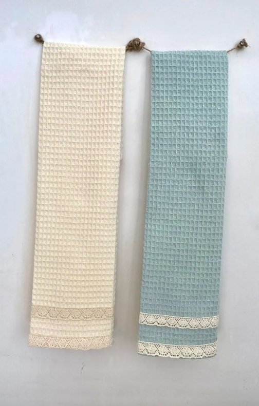 6-Piece 100% Cotton Kitchen Towel Set – 40x60 cm with Lace Trim | Lorenzella