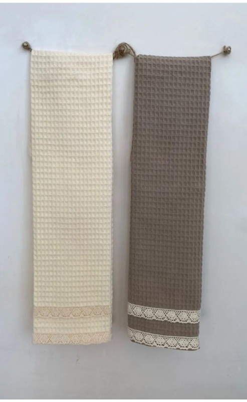 6-Piece 100% Cotton Kitchen Towel Set – 40x60 cm with Lace Trim | Lorenzella