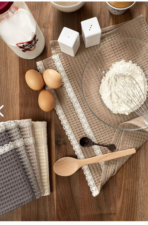 6-Piece 100% Cotton Kitchen Towel Set – 40x60 cm with Lace Trim | Lorenzella