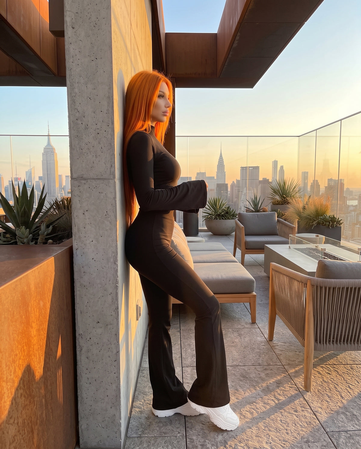 Kadın Kısa Üst ve Kloş Tayt Takımı – Lorenzella Black Motion Modeli