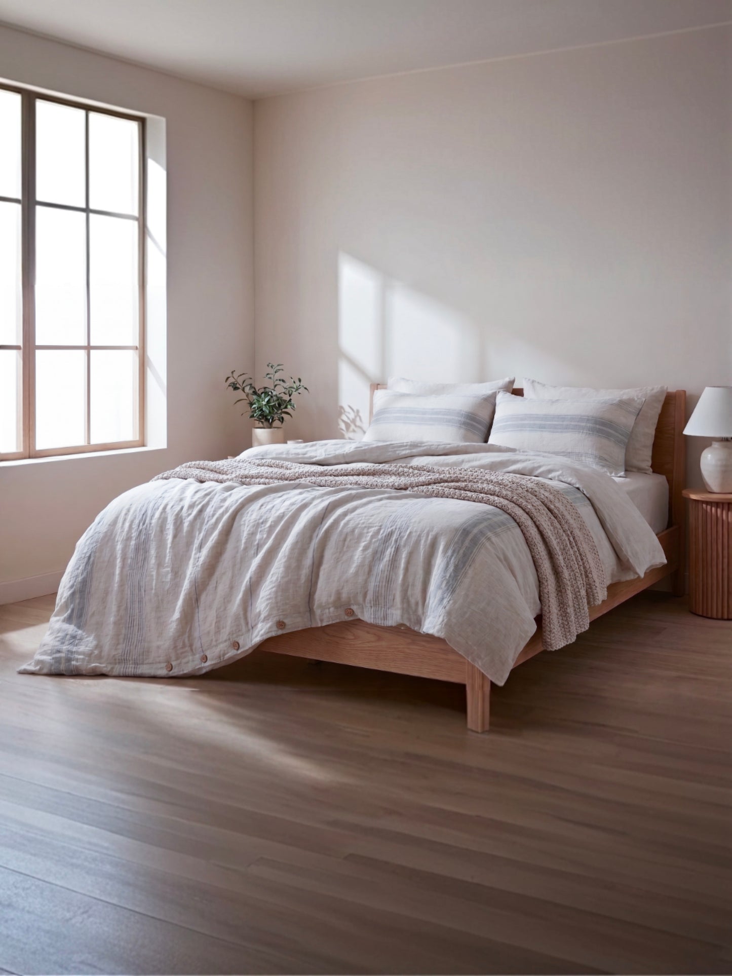 100% Cotton Muslin Striped Double Duvet Cover Set