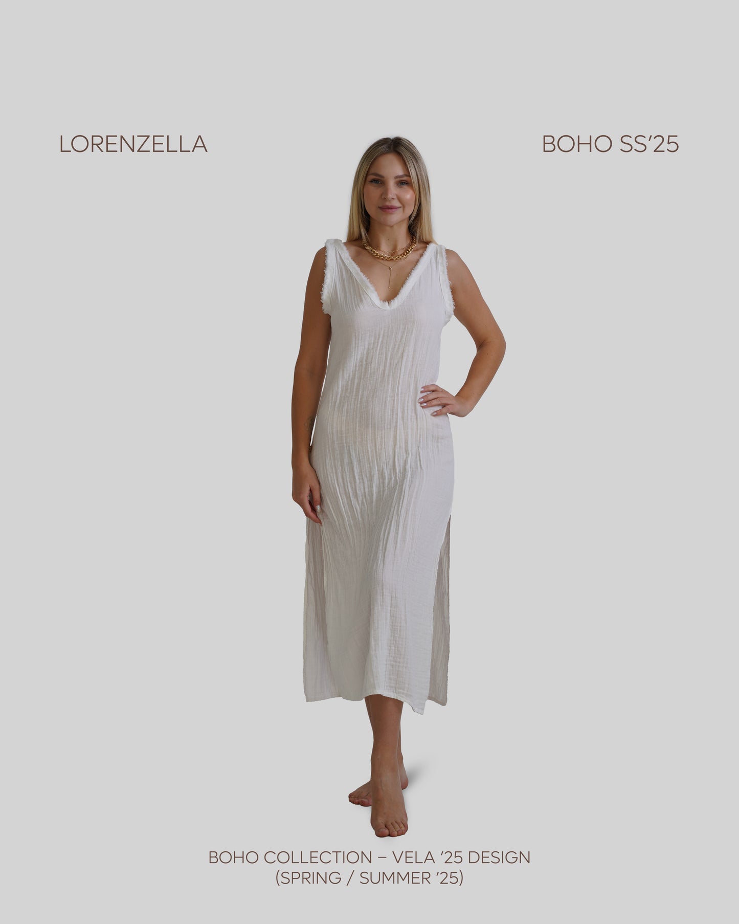 Boho Sleeveless Muslin Dress – 100% Cotton Lightweight Summer Dress