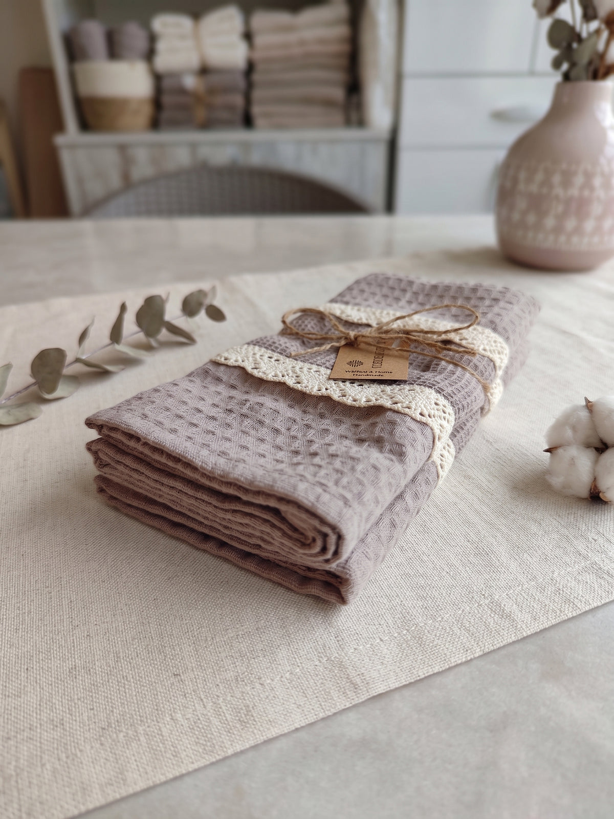 6-teiliges Küchenhandtuch-Set aus 100% Baumwolle – 40x60 cm mit Spitzenbesatz | Lorenzella